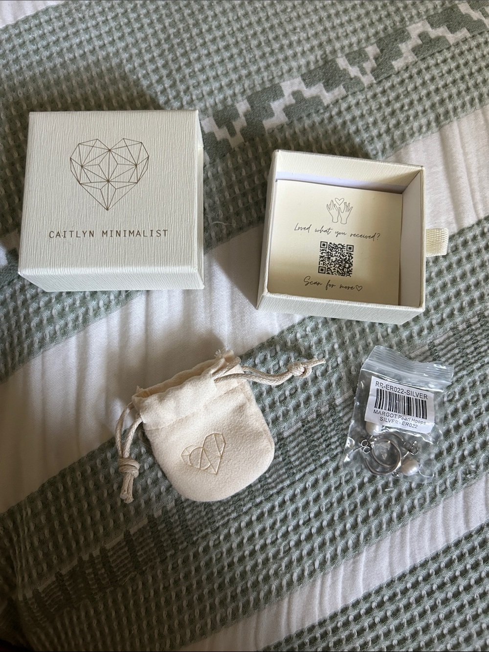 Caitlyn Minimalist Silver Hoop Earrings with Pearl Charms